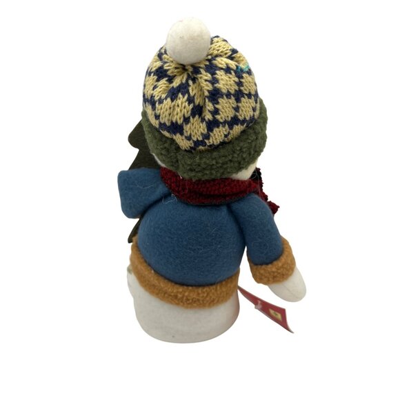 Holiday Seasons 8" Plush Snowman Figurine With Tree & Scarf For Decorative Purpo - Picture 3 of 7